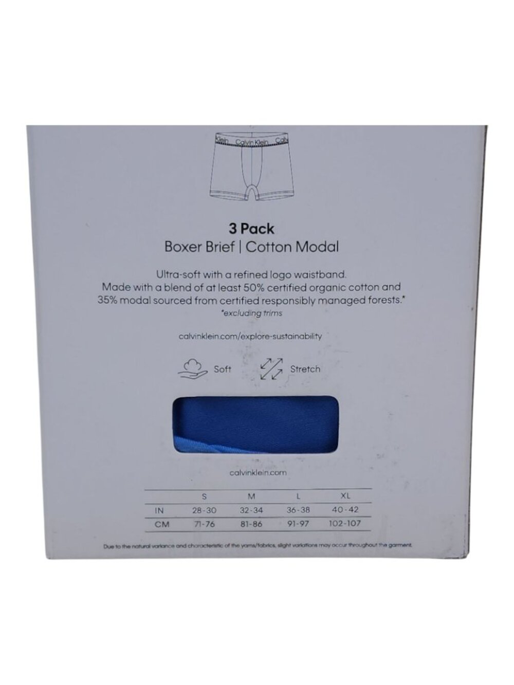 Calvin Klein Mens Boxer Briefs 3 Pack M Cotton Modal Blend Soft Blue Navy - Picture 6 of 8